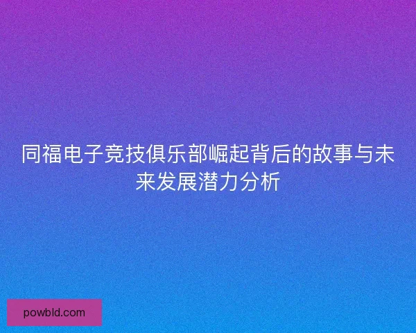 同福电子竞技俱乐部崛起背后的故事与未来发展潜力分析 同福电子竞技俱乐部崛起背后的故事与未来发展潜力分析